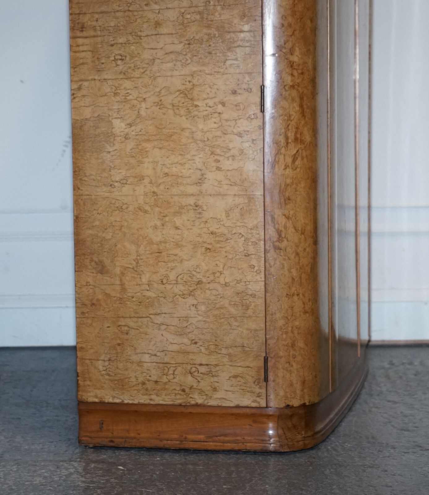 Furniture Beautiful Art Deco Blonde Walnut Double Door Wardrobe Armoire photo