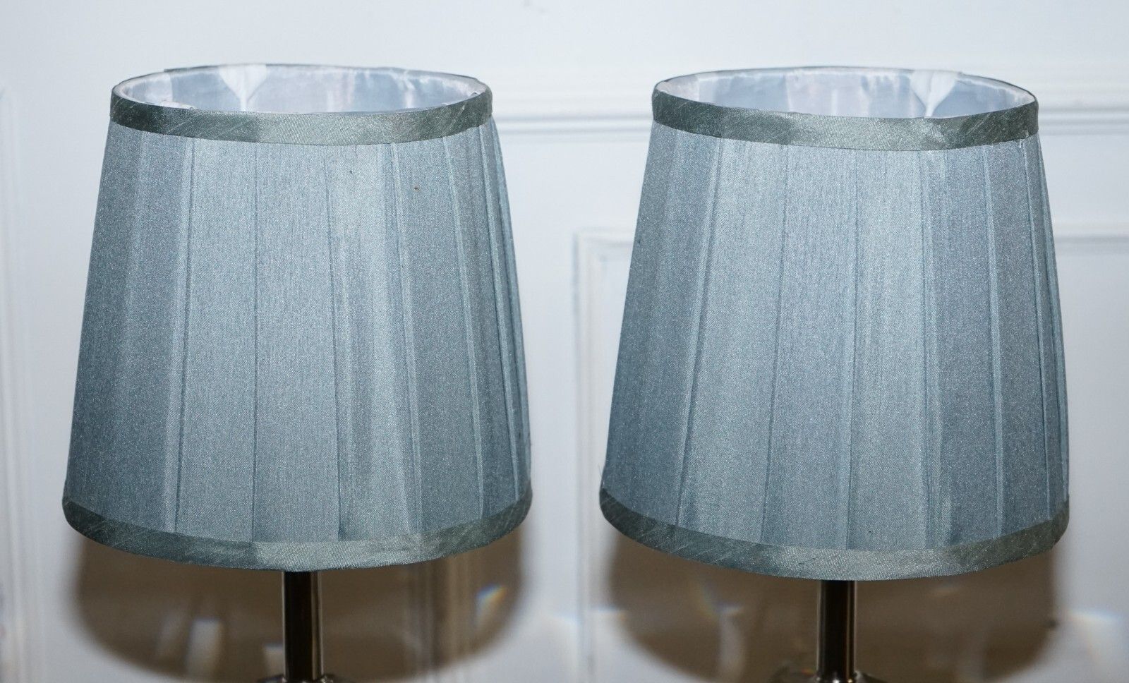 Lovely Pair Of Diamond Glass Design On Stainless Steel Base Baby Blue Shades photo 250.0