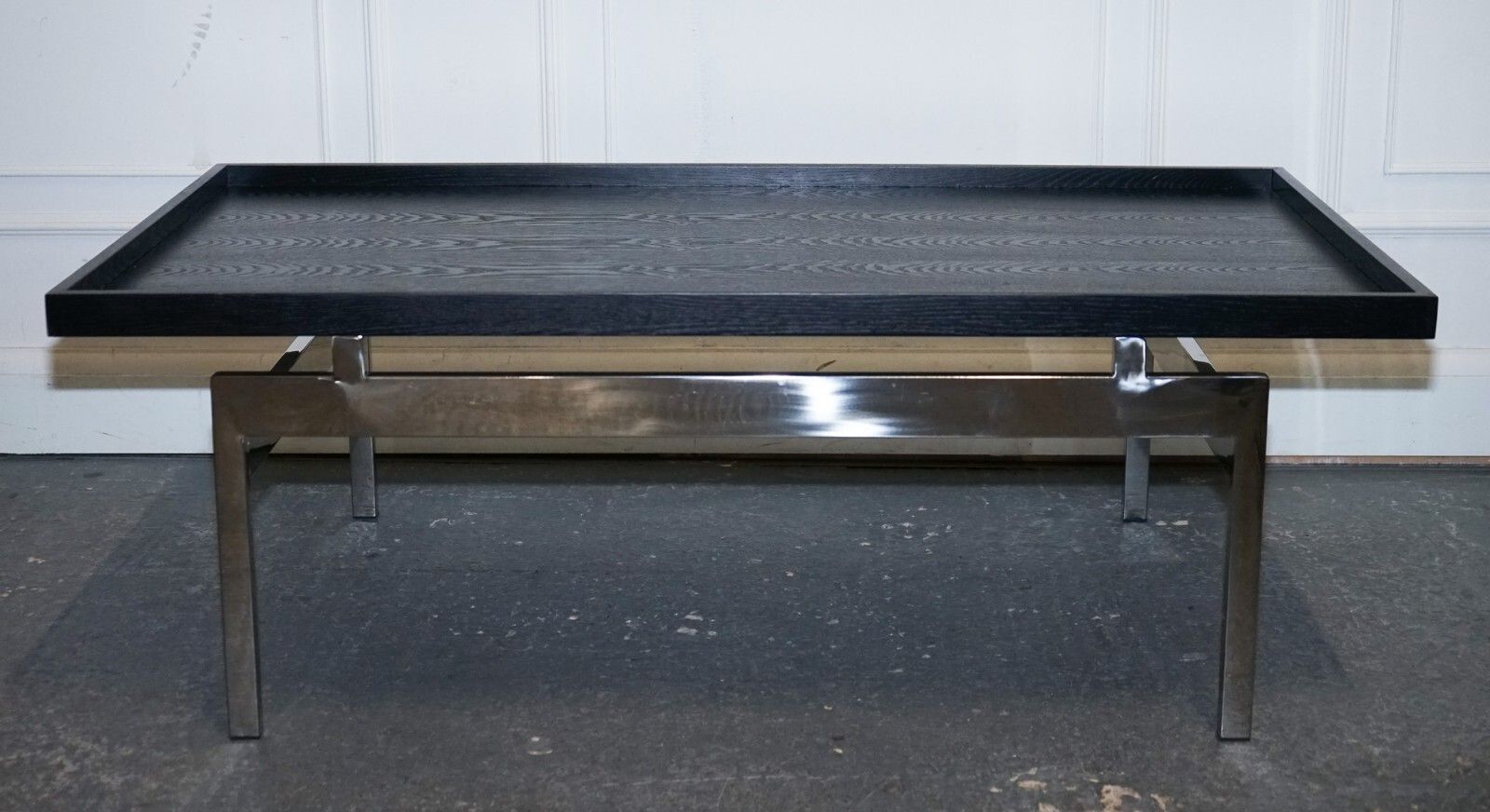 Casa Padrino Art Deco Style Black Top And Stainless Steel Coffee Table photo for sale