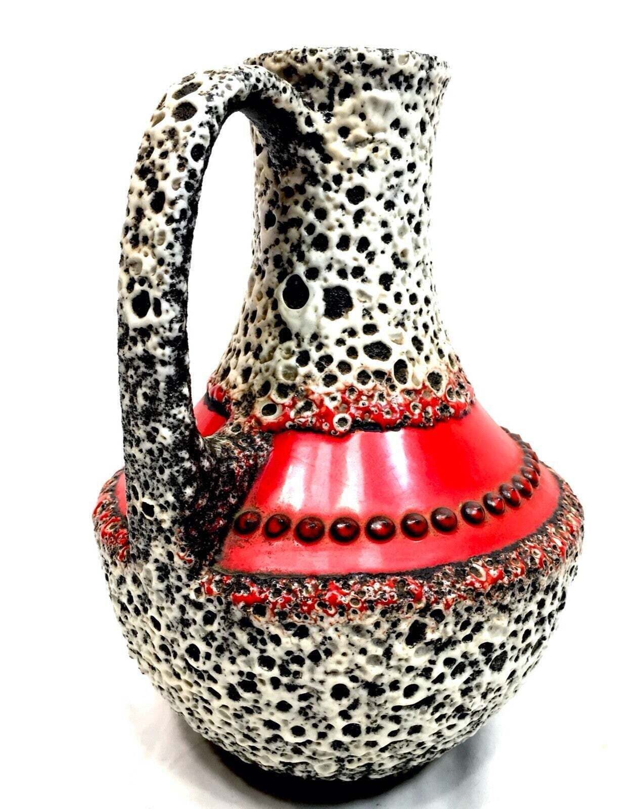 Vintage Gastliches Heim West German Pottery Vase Jug Red & White / Retro 1970s photo buy