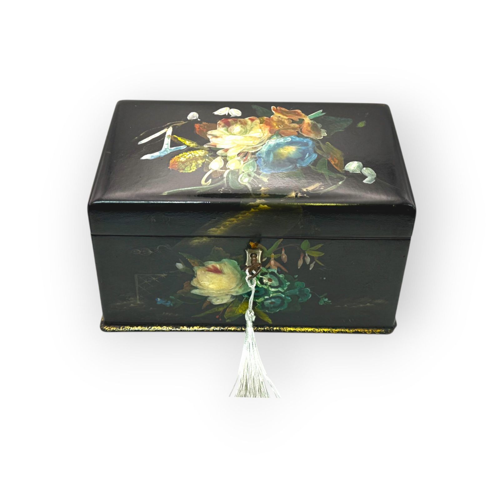 Victorian Papier Mache Painted Stationary Box, C.1890 photo furniture