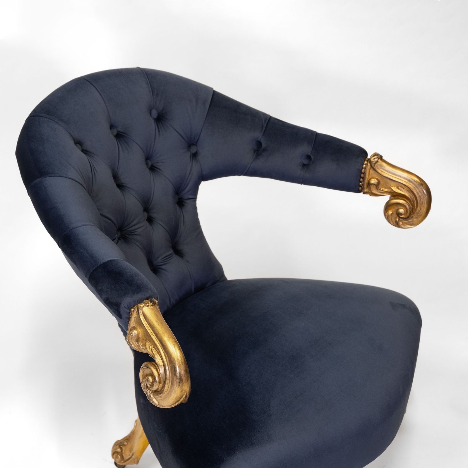 Pair Mid 19th Century Giltwood & Velvet Salon Armchairs photo vintage
