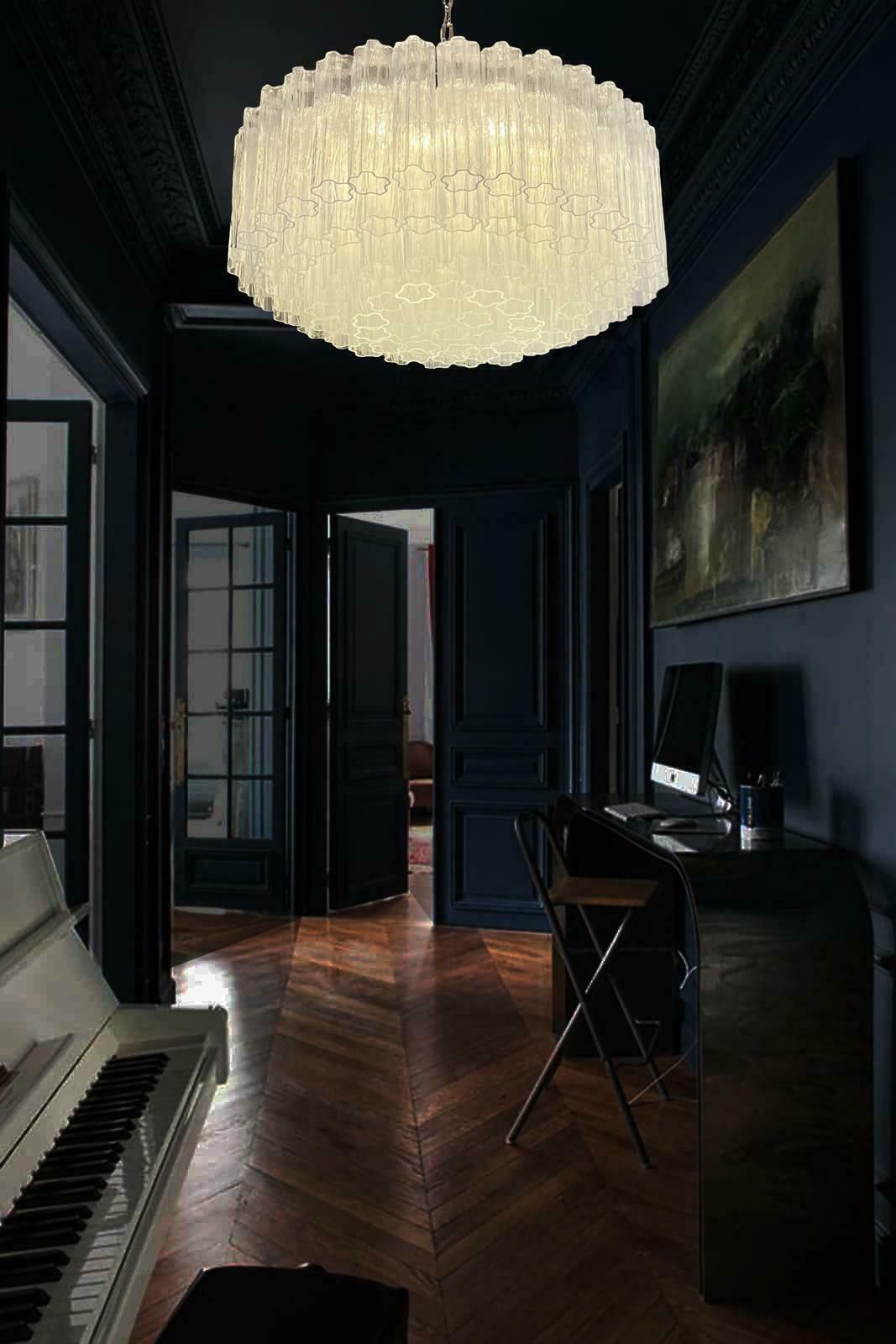 Elegant Murano Glass Chandelier  101 Clear Tube Glasses photo vinterior
