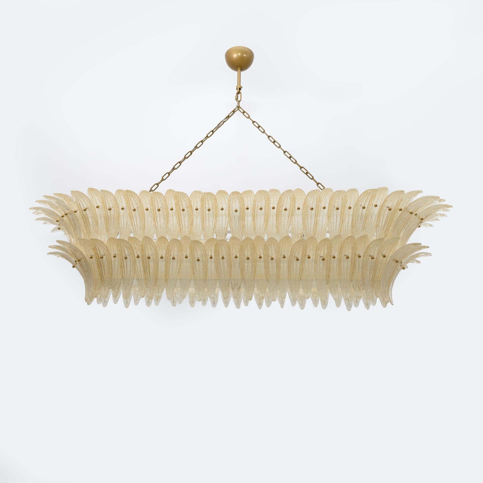 Mid Century Modern Style Italian Murano Glass And Brass Palmette Chandelier photo furniture