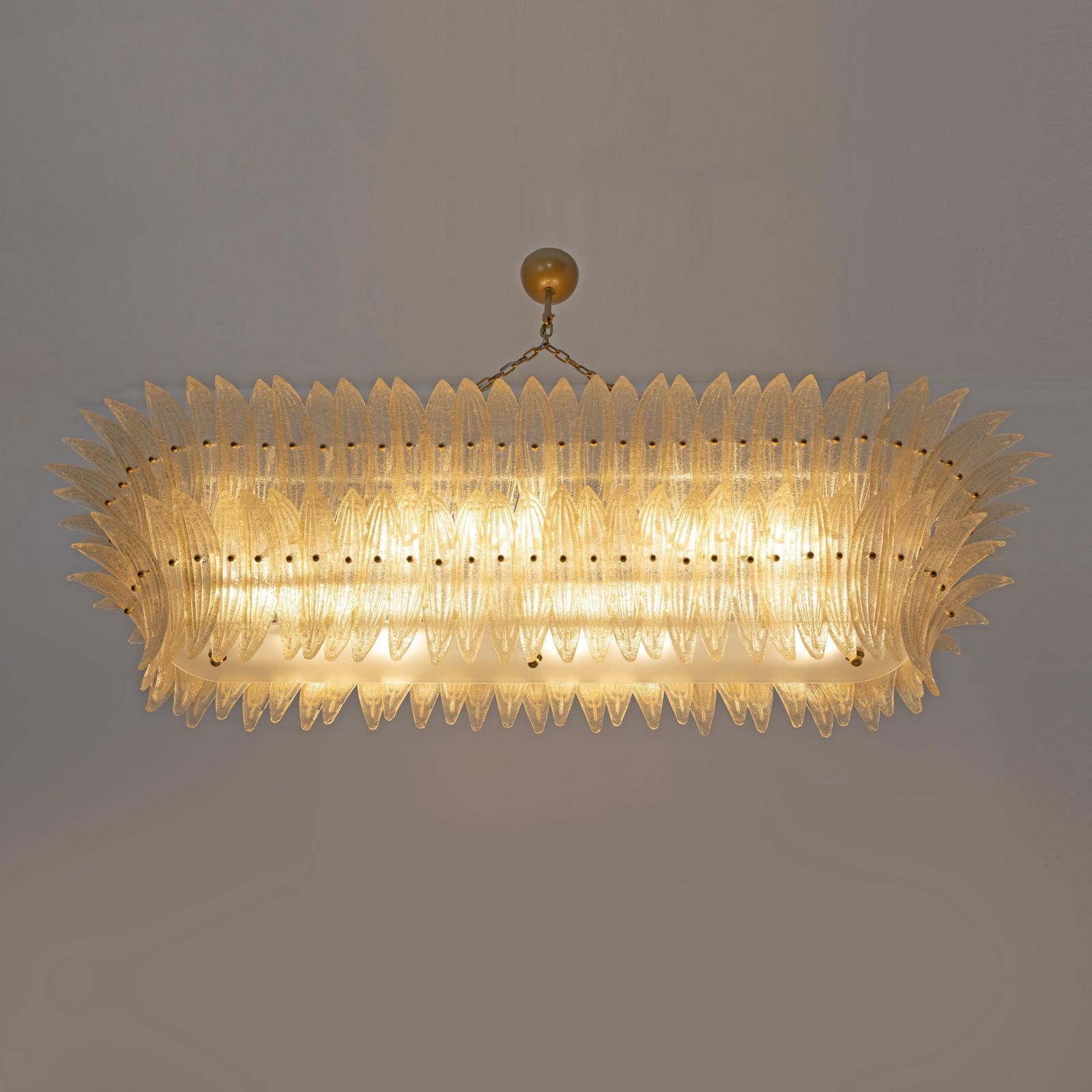 Mid Century Modern Style Italian Murano Glass And Brass Palmette Chandelier photo Lighting
