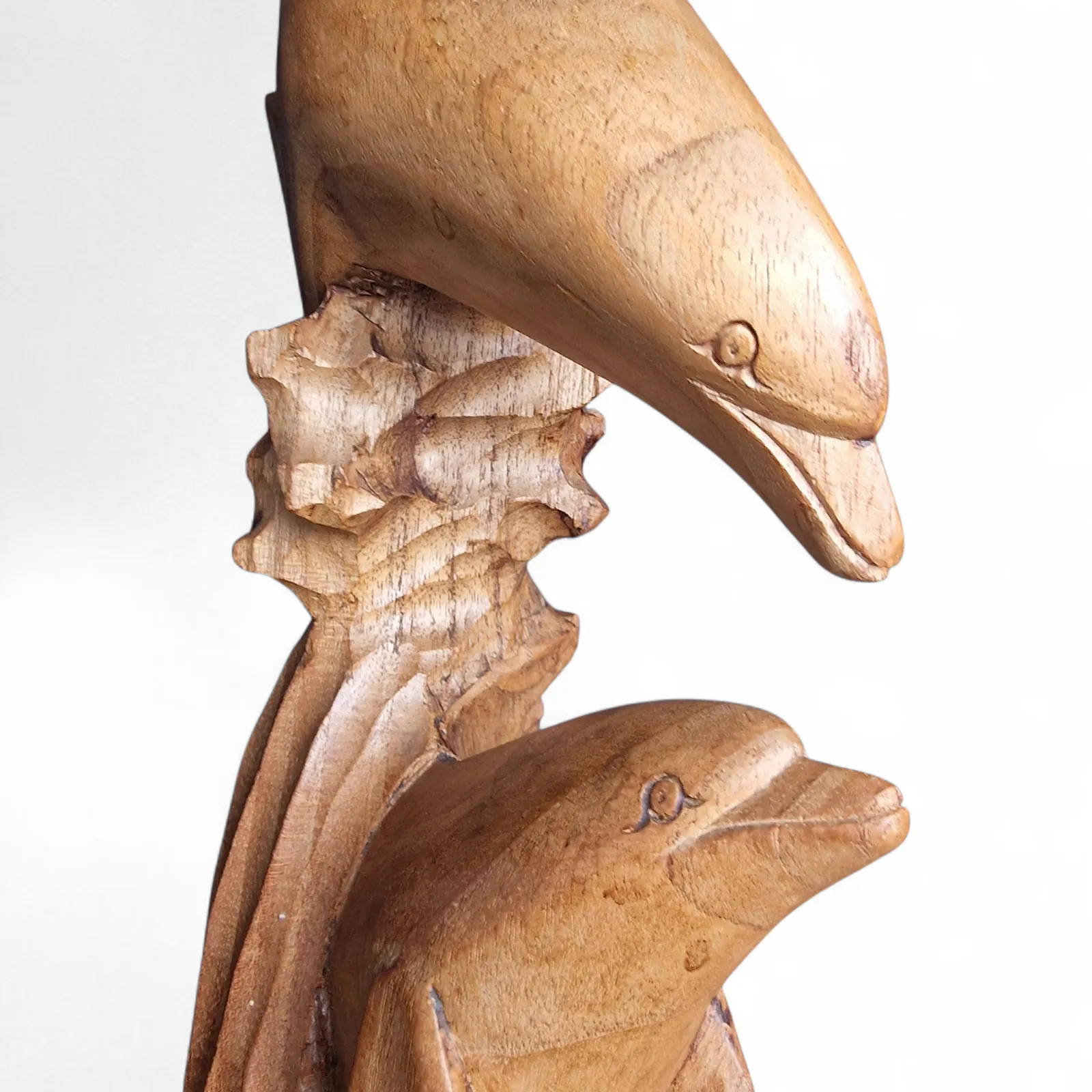 Hand Carved Tropical Hardwood Dolphin Sculpture Coastal Nautical Decor photo 70.0