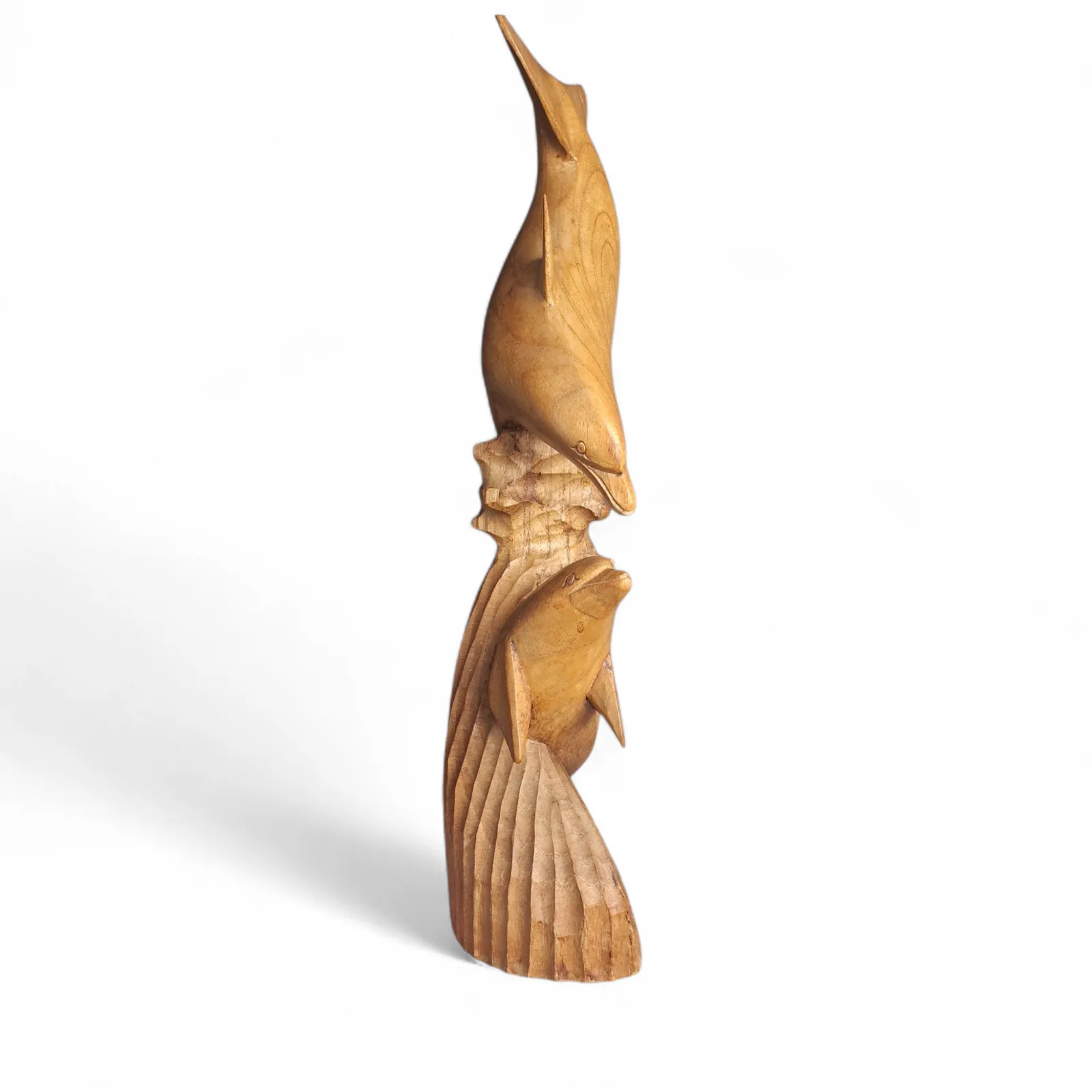 Hand Carved Tropical Hardwood Dolphin Sculpture Coastal Nautical Decor photo buy