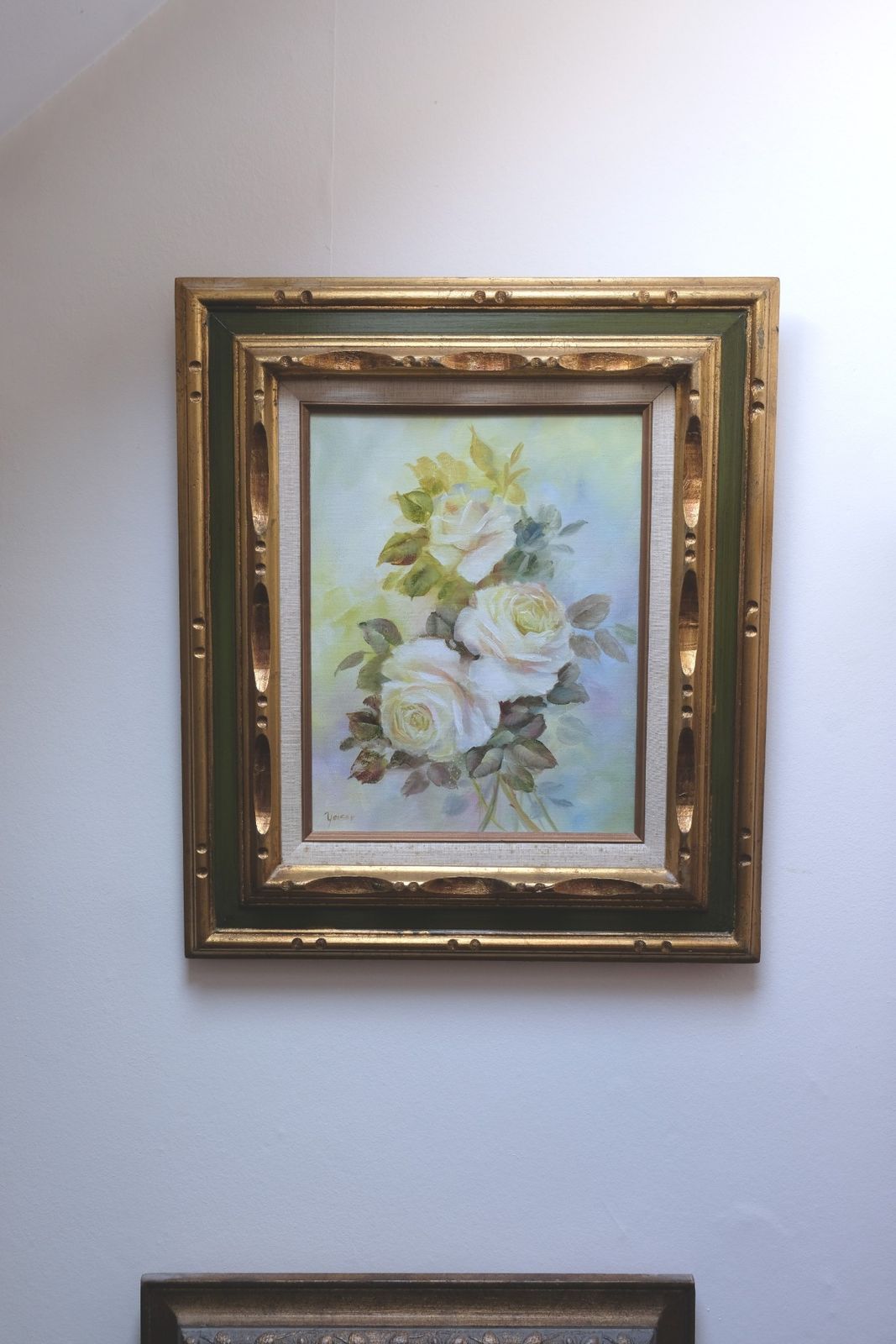 photo for sale Still Life Of Yellow Roses Oil On Canvas Signed Yeiser