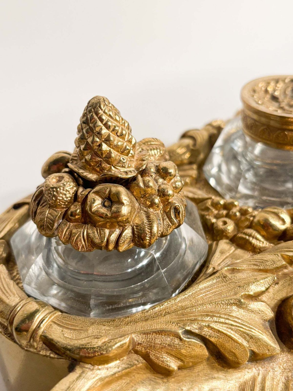 Gilded Bronze Inkwell And Crystal Bottles 20th Century photo vinterior