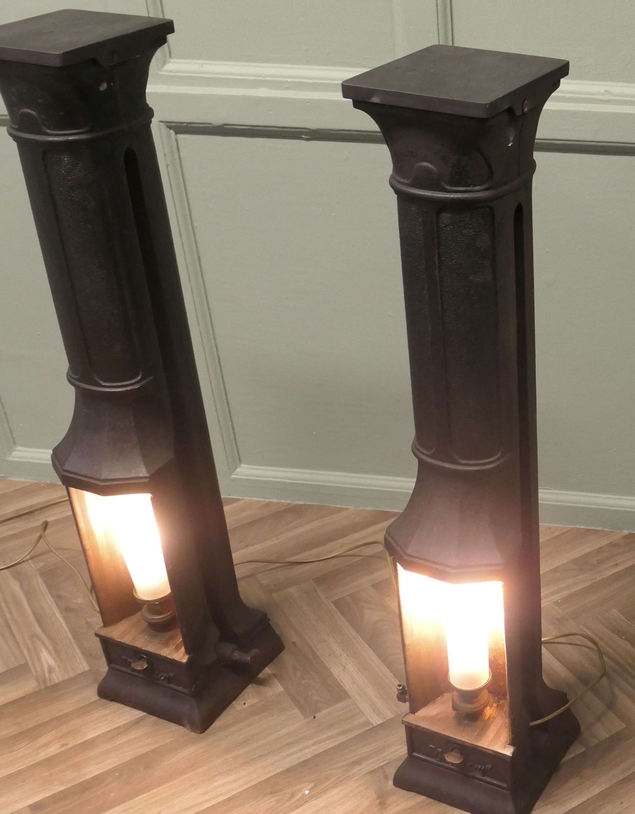 photo furniture A Pair Of French Cast Iron Green House Heater Lamps