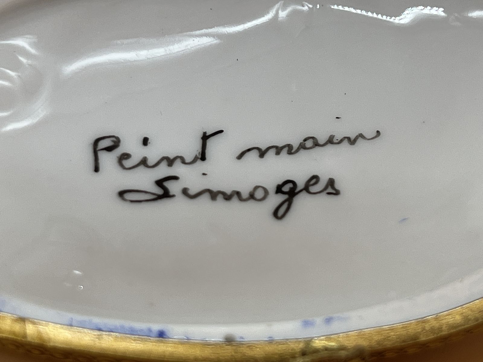 Peint Main Limoges Porcelain France Blue Fish Shape Trinket  / Jewelry Box. photo Home Decor