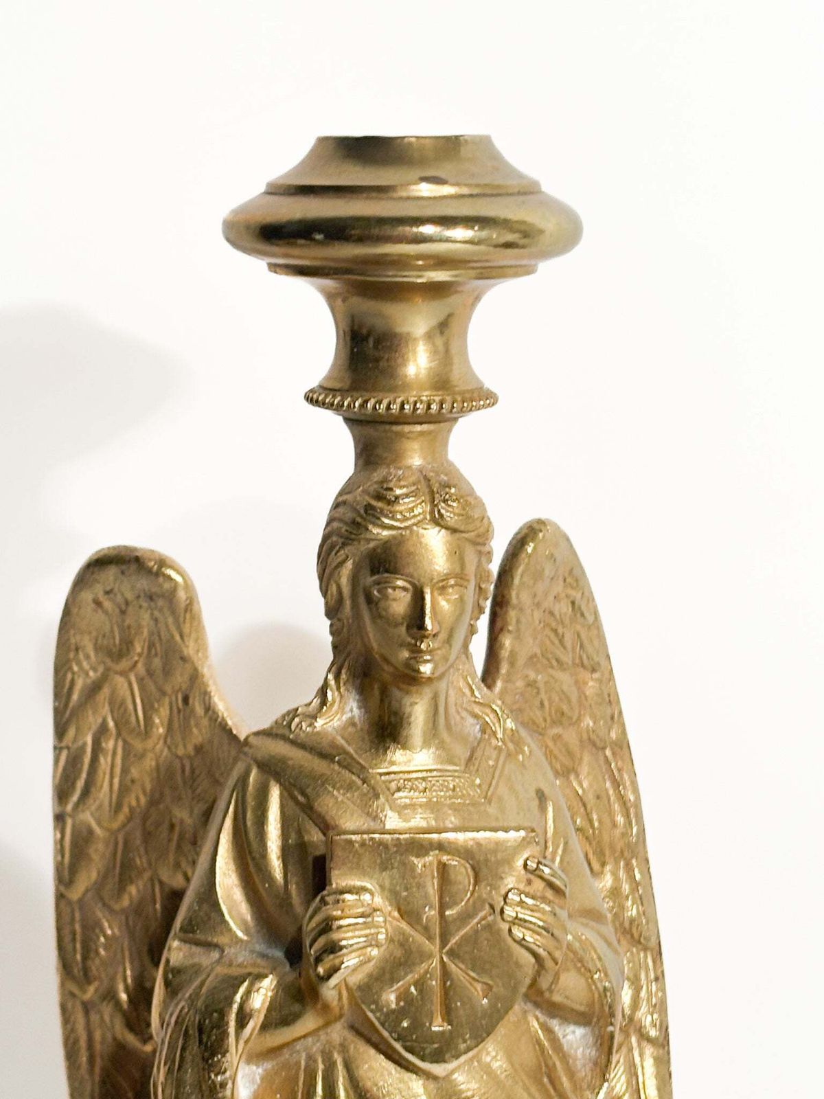 Single Candlestick With Angel In Gilded Bronze France 20th Century photo 229.0