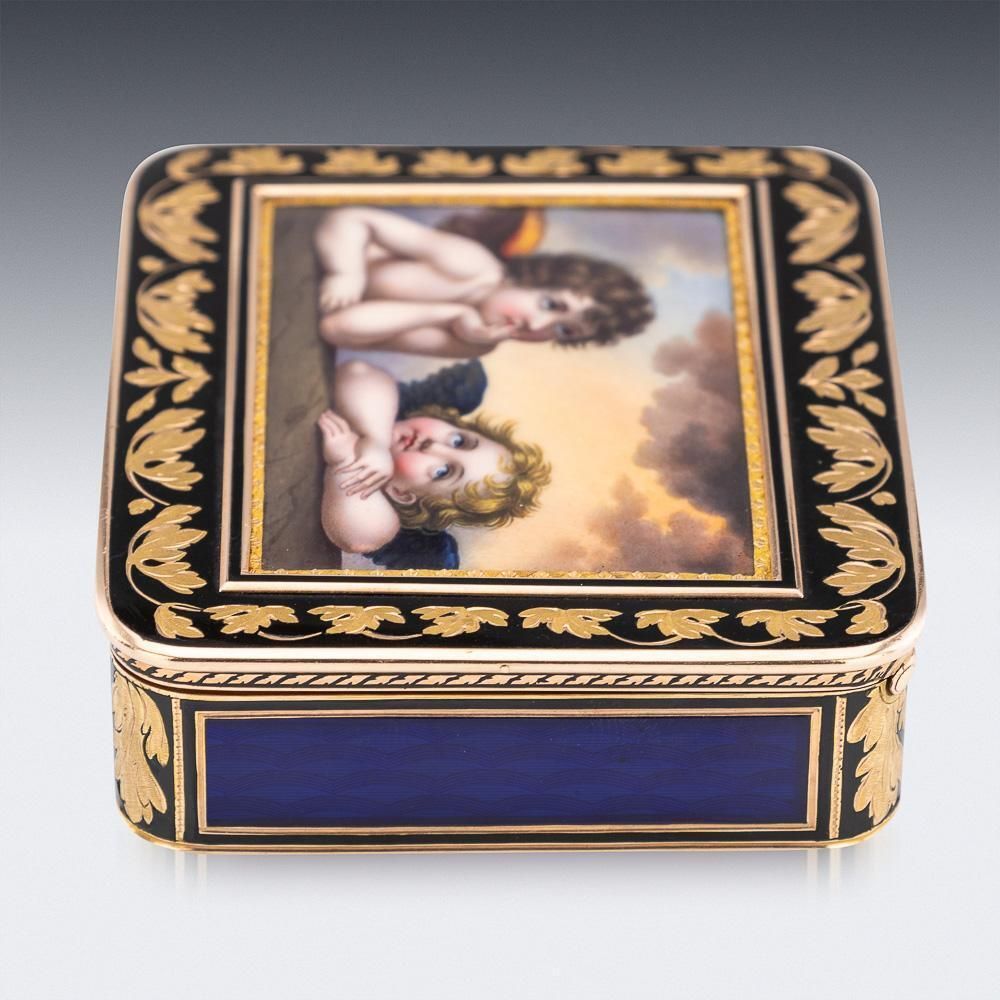 19thc German 18k Gold & Enamel Snuff Box, Raphael's Sistine Madonna, Hanau C1810 photo Home Decor