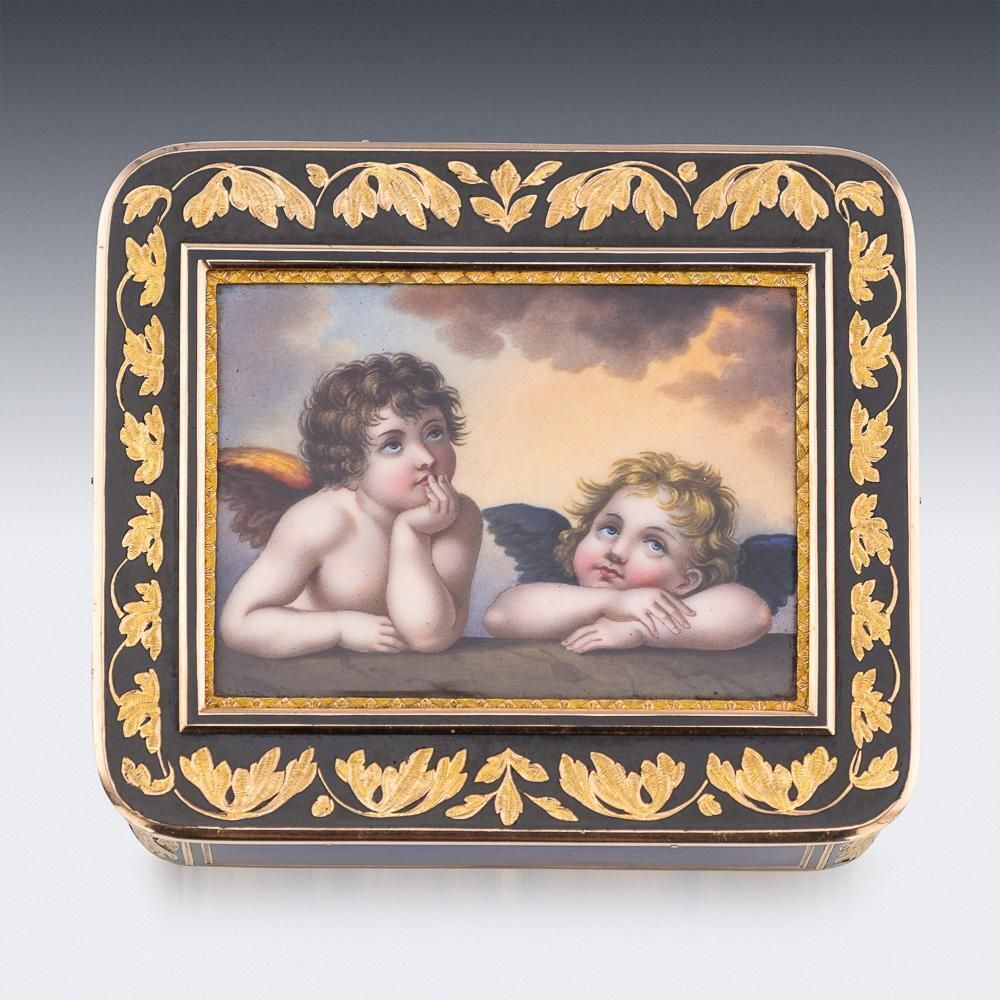 19thc German 18k Gold & Enamel Snuff Box, Raphael's Sistine Madonna, Hanau C1810 photo buy