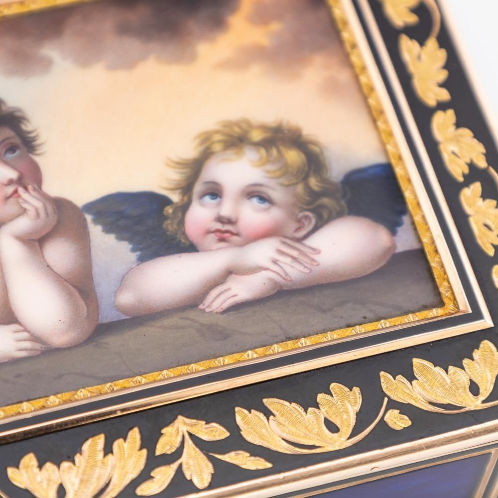 photo vinterior 19thc German 18k Gold & Enamel Snuff Box, Raphael's Sistine Madonna, Hanau C1810