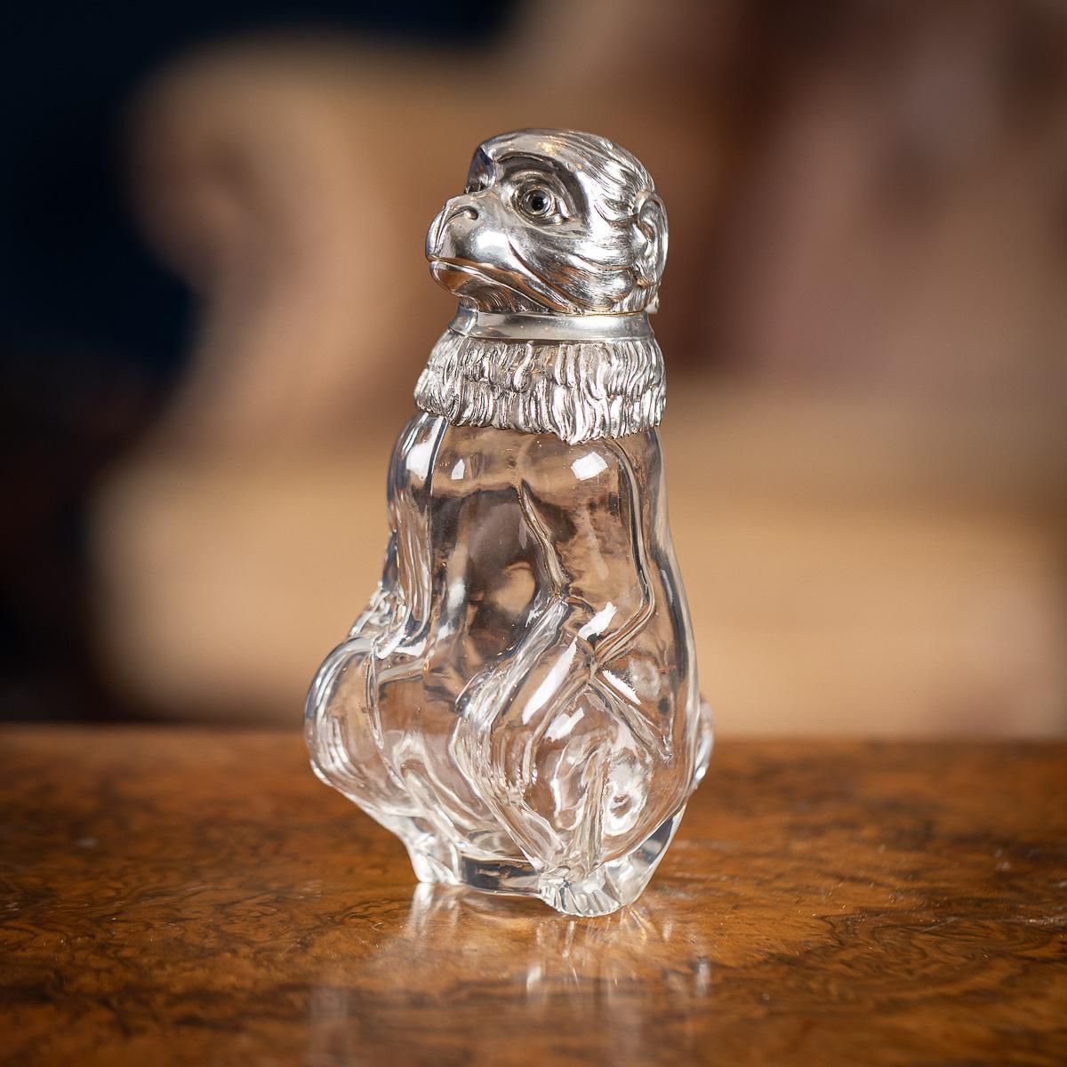 Antique 20thc German Solid Silver & Glass Novelty Monkey Claret Jug C.1900 photo furniture