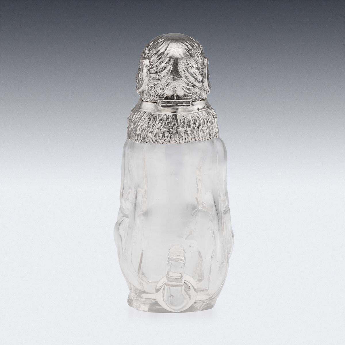 Antique 20thc German Solid Silver & Glass Novelty Monkey Claret Jug C.1900 photo Home Decor