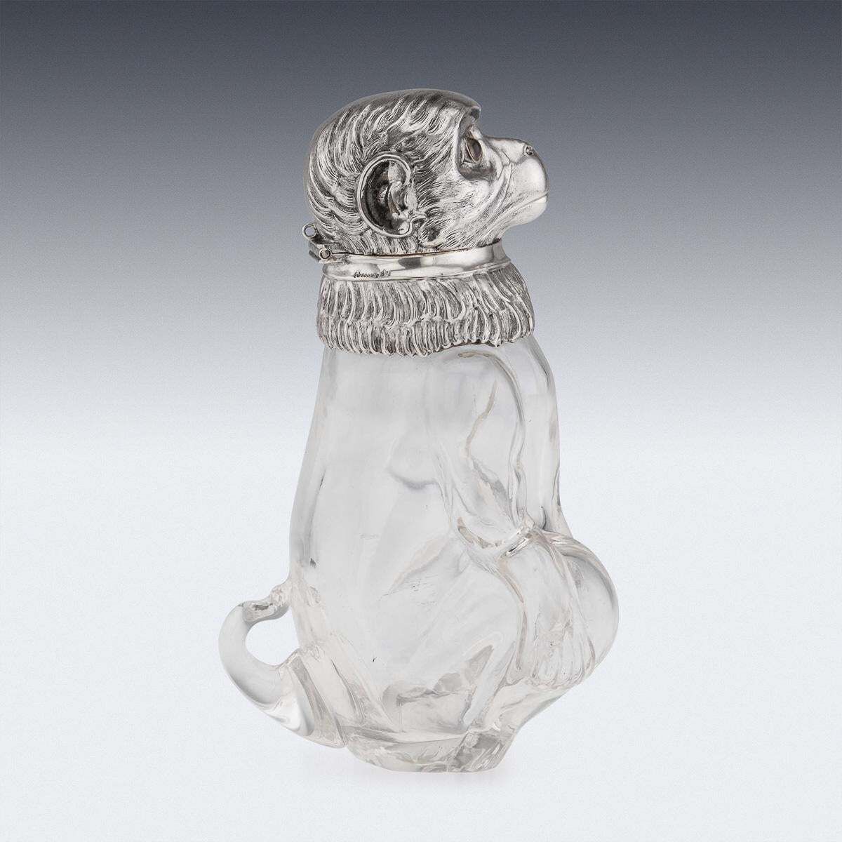 Antique 20thc German Solid Silver & Glass Novelty Monkey Claret Jug C.1900 photo 2643.0