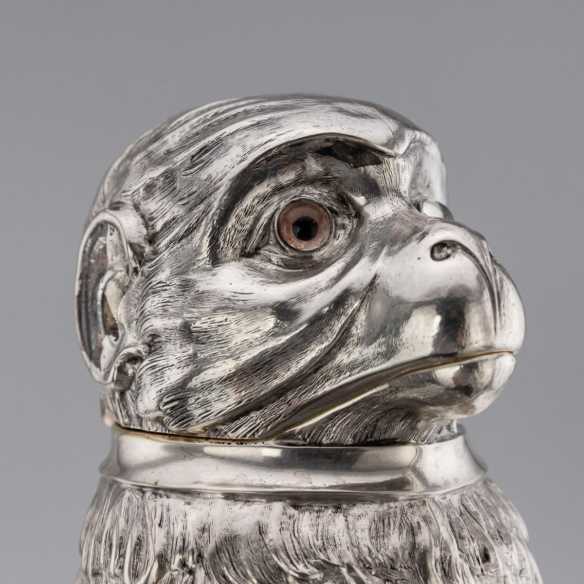 2643.0 Antique 20thc German Solid Silver & Glass Novelty Monkey Claret Jug C.1900 photo