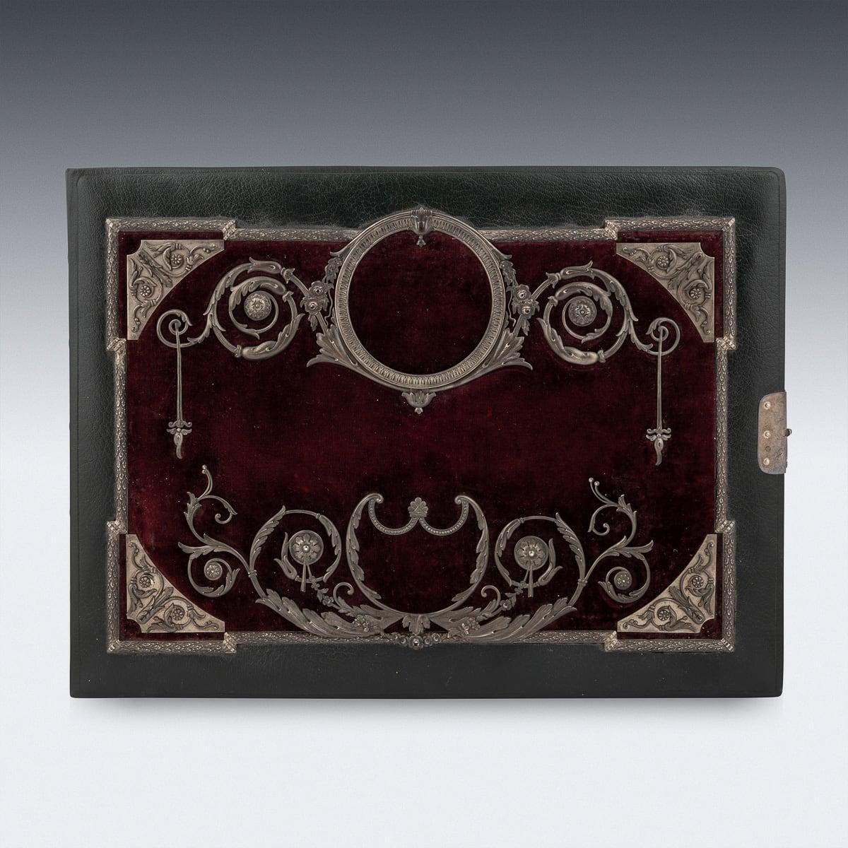 Antique 19th Century Russian Solid Silver, Velvet & Leather Book Cover C.1890 photo buy