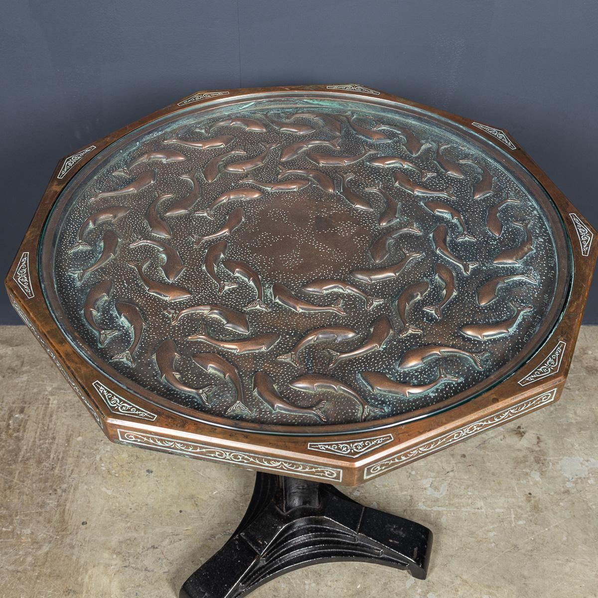 Vintage 20th Century Spanish Embossed Copper Table By Malart C.1930 photo 2643.0