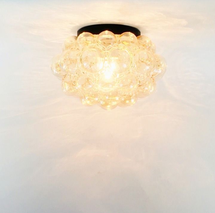 Grote Mid Century Amber Bubbelglas Plafondlamp Van Helena Tynell Voor Limburg, Duitsland, Jaren 1970 photo vinterior