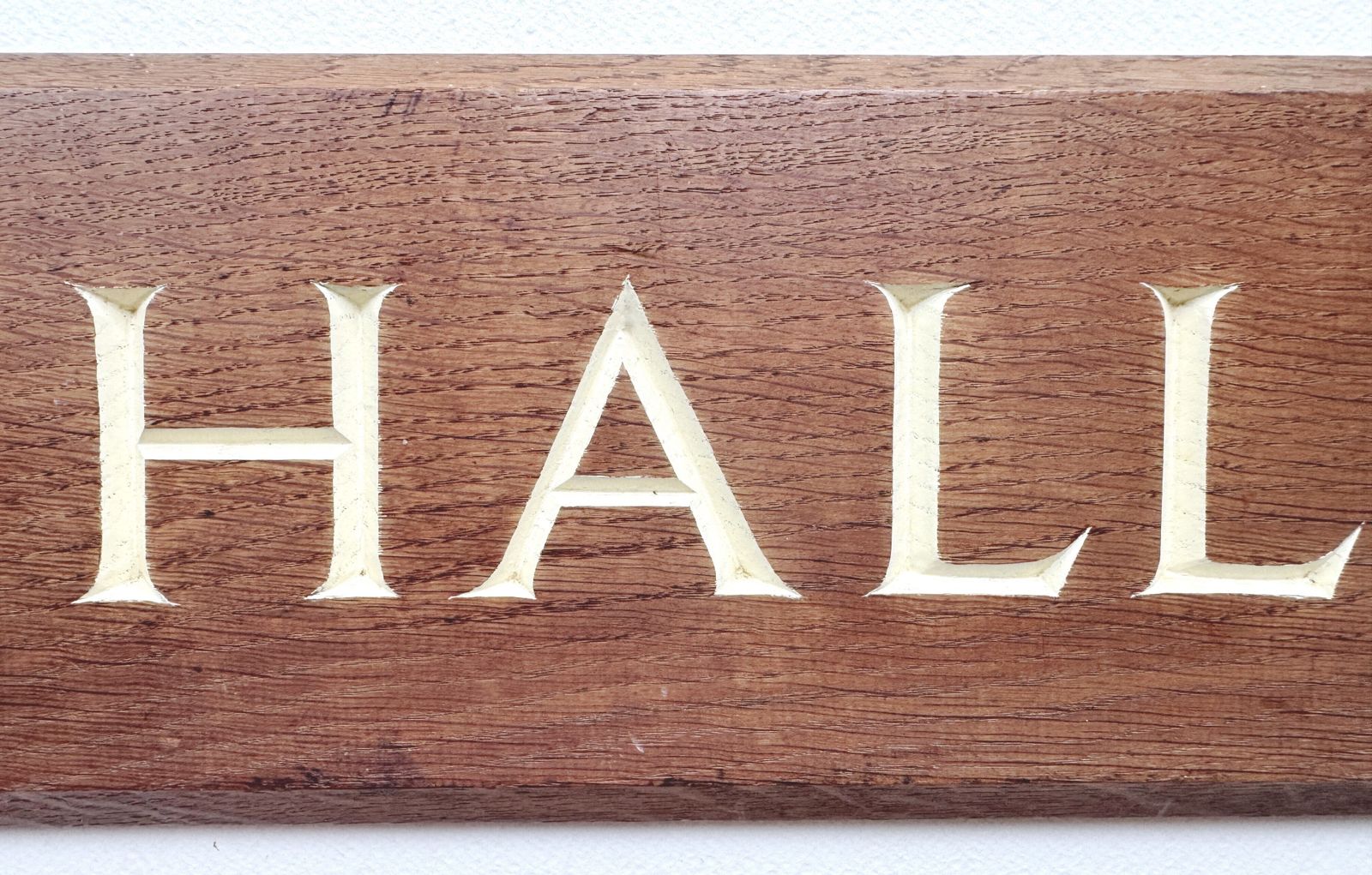Vintage Wooden Sign   Ward Hall   Inlaid Painted Lettering photo vintage