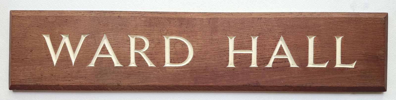 Vintage Wooden Sign   Ward Hall   Inlaid Painted Lettering