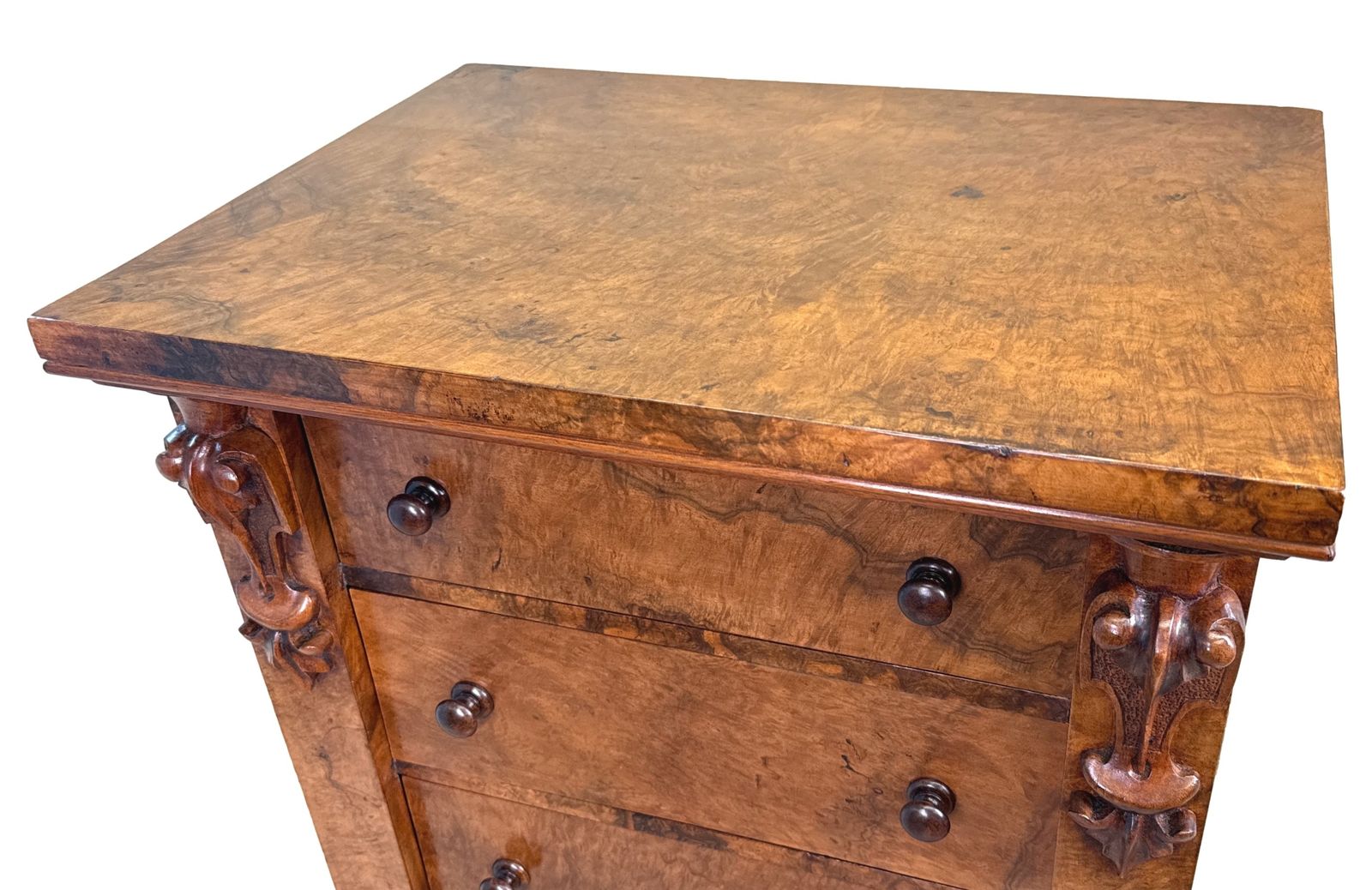 Mid 19th Century Burr Walnut Wellington Chest Of Drawers (England, Circa 1860) photo furniture