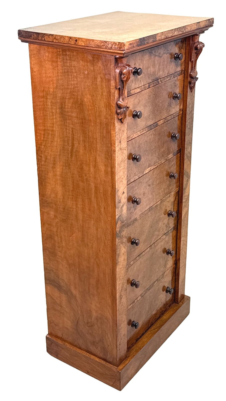 Mid 19th Century Burr Walnut Wellington Chest Of Drawers (England, Circa 1860) photo buy