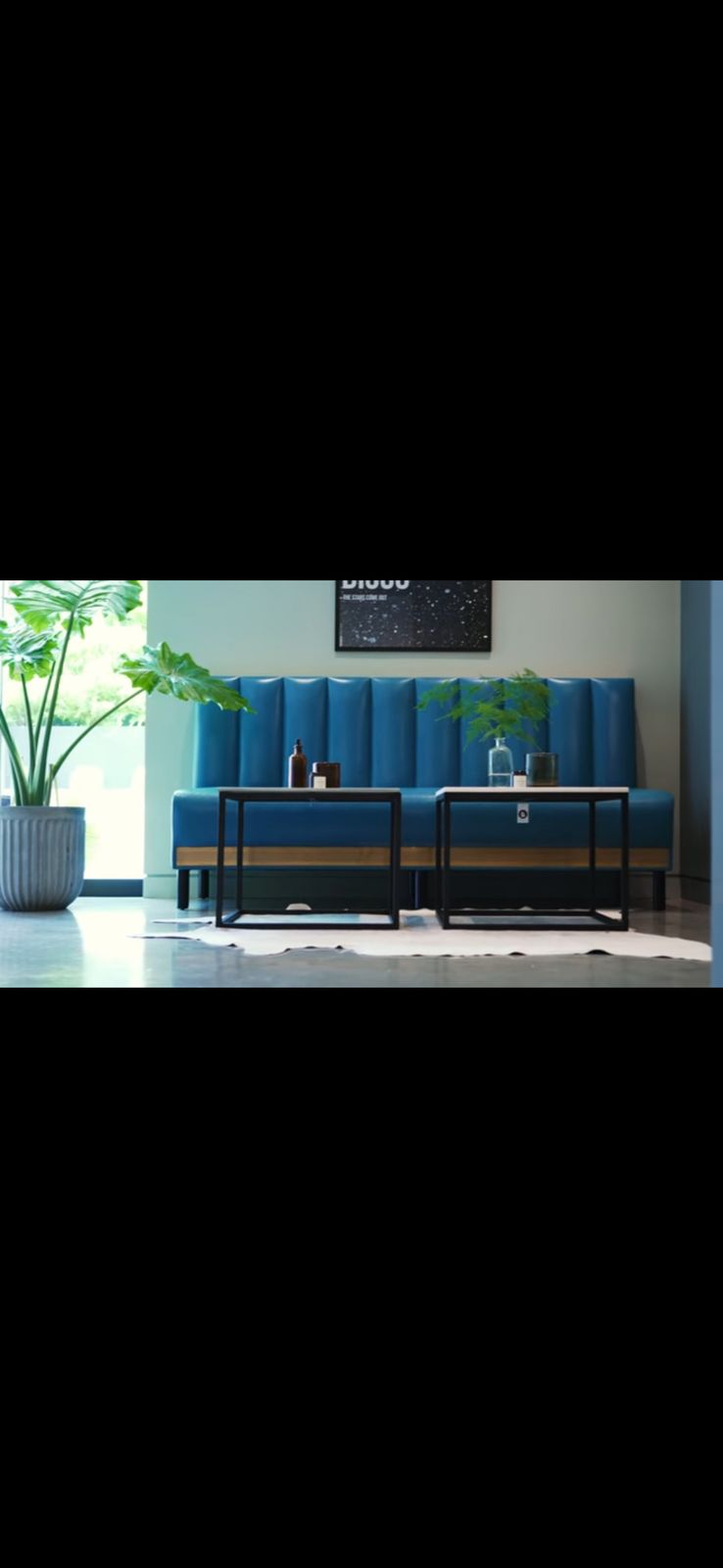 photo furniture Retro Leather And Aged Brass Sofa In A Teal Colour Bought Originally From House Curious
