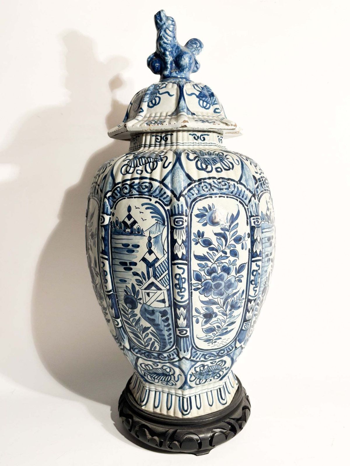 Delft Ceramic Vase White And Cobalt Blue Early Twentieth Century