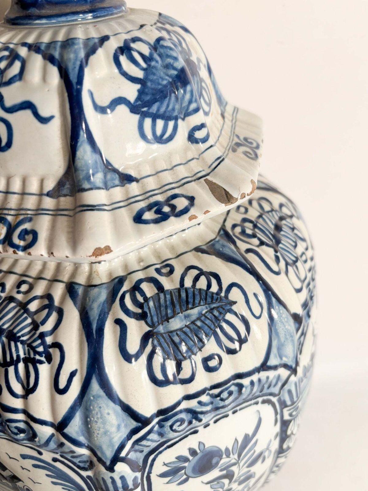 Delft Ceramic Vase White And Cobalt Blue Early Twentieth Century photo 598.0