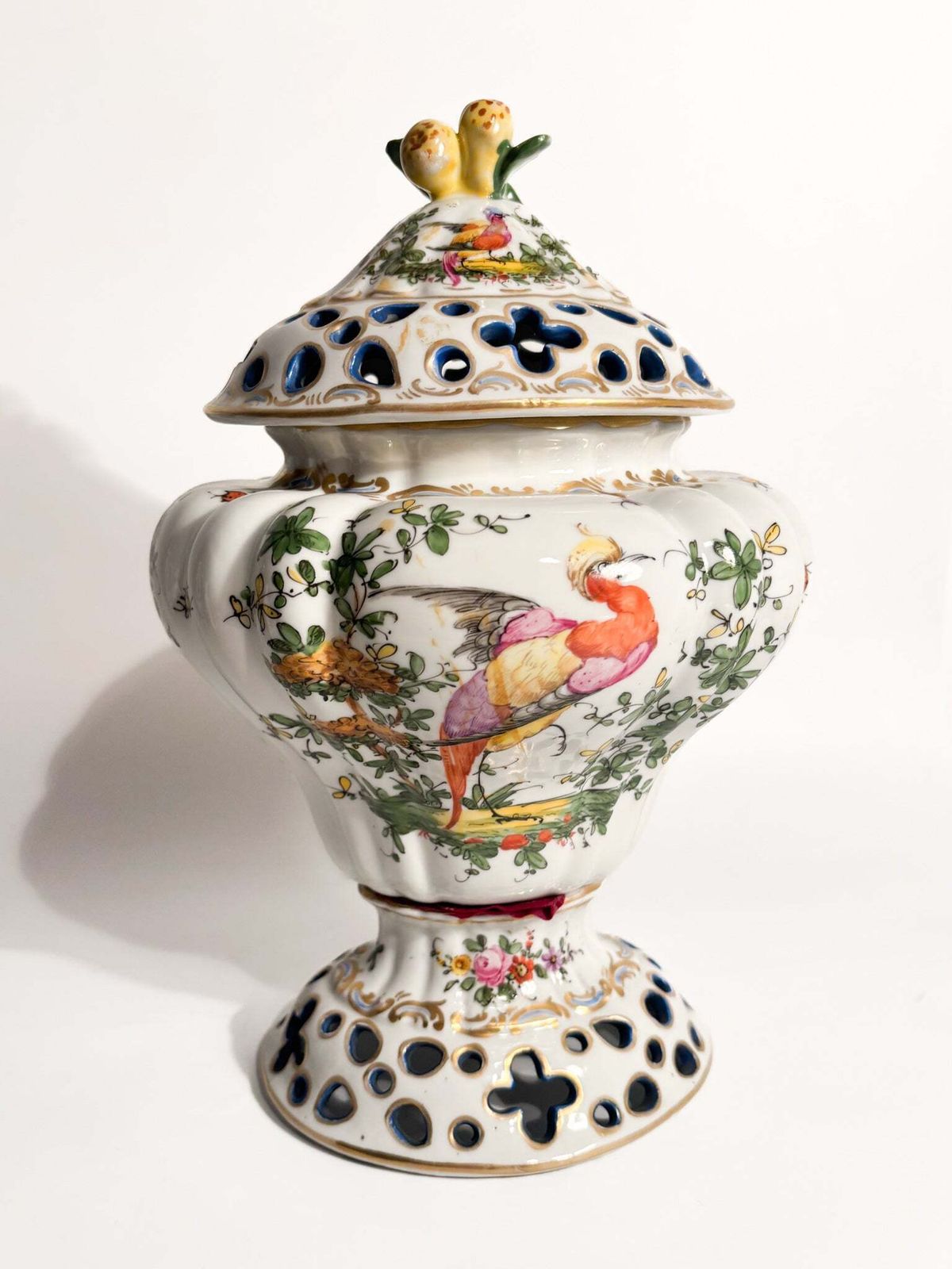 French Porcelain Perfume Burner Vase Hand Painted 1920s