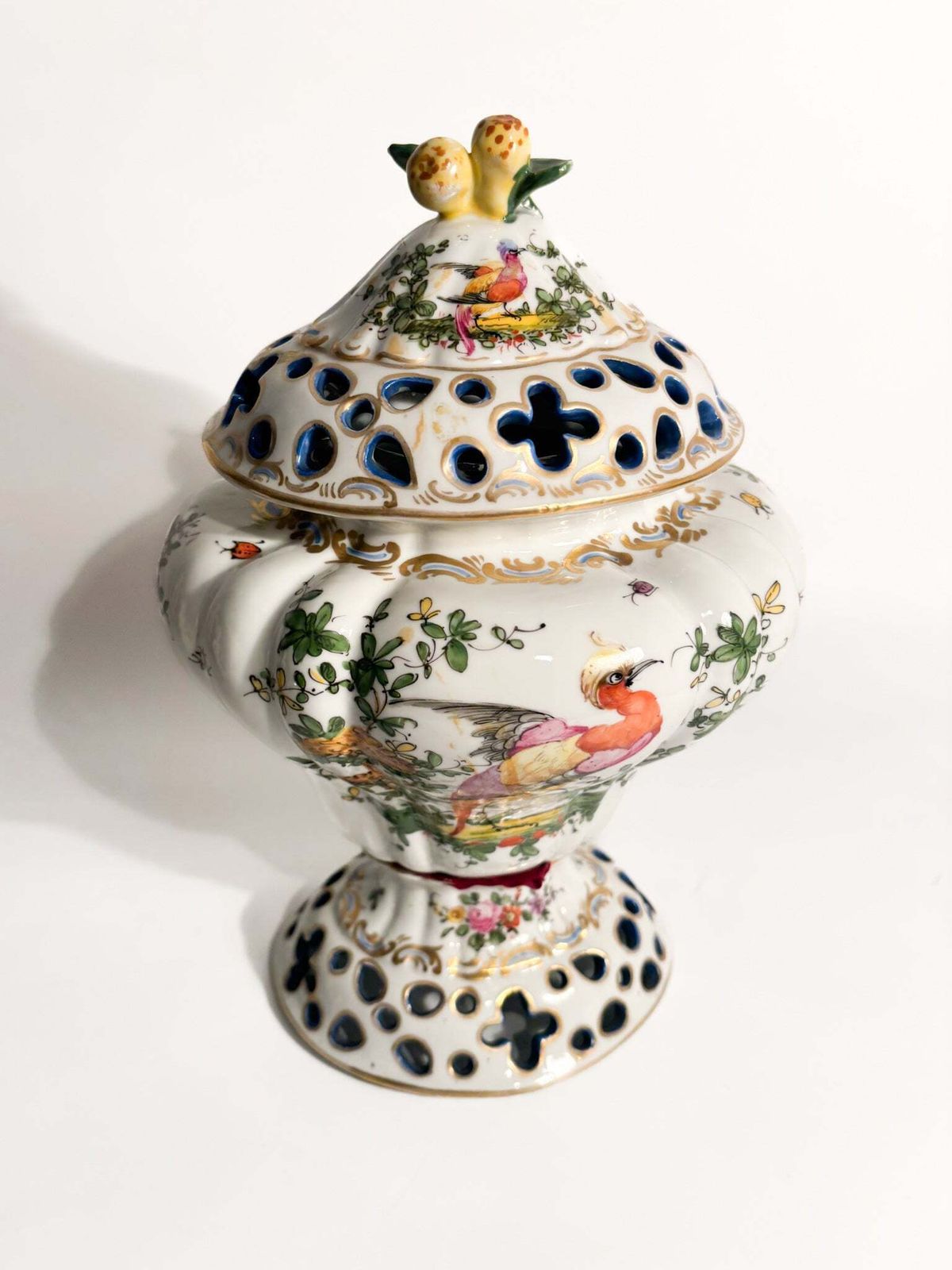French Porcelain Perfume Burner Vase Hand Painted 1920s photo furniture