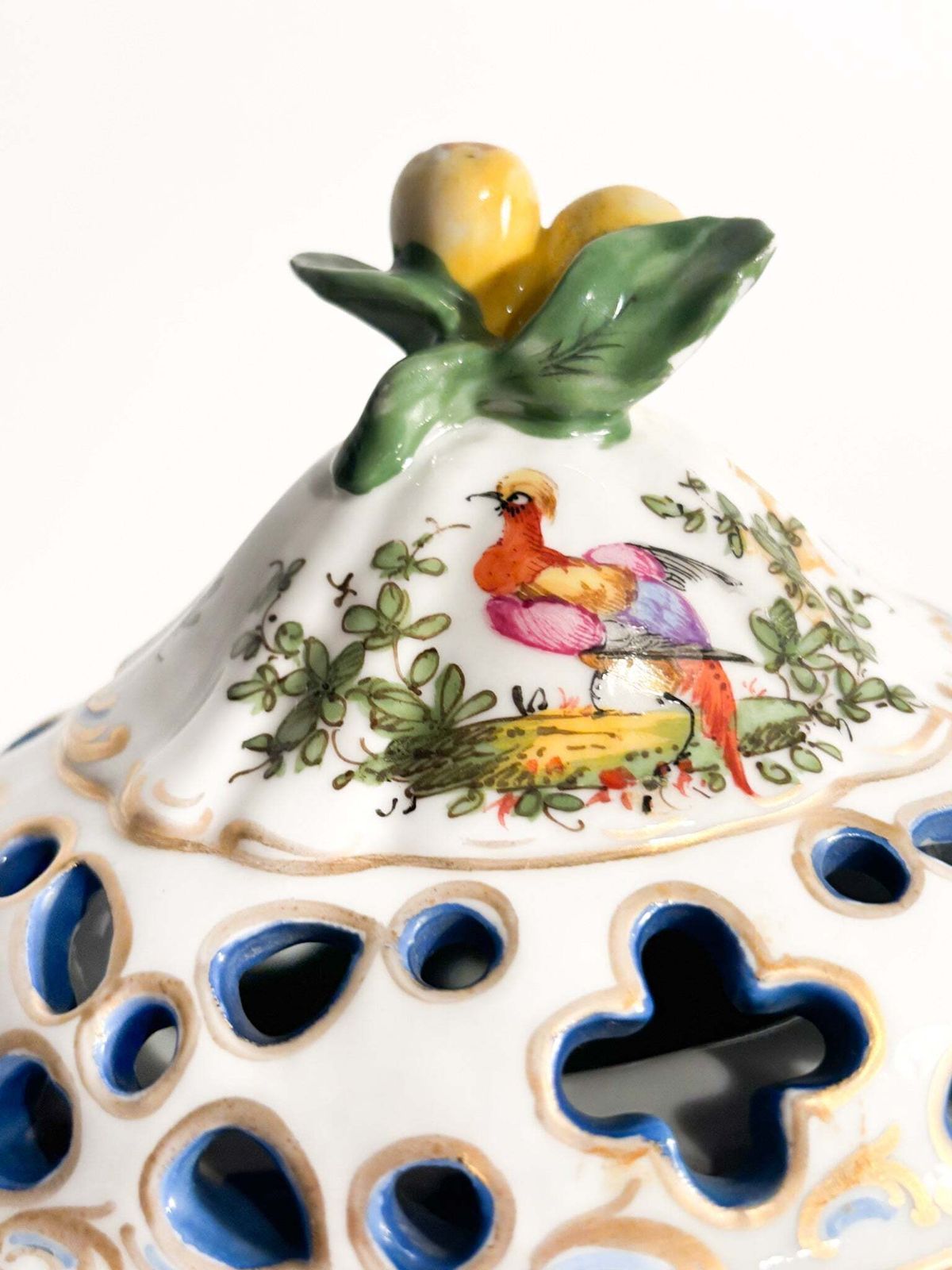 photo vinterior French Porcelain Perfume Burner Vase Hand Painted 1920s