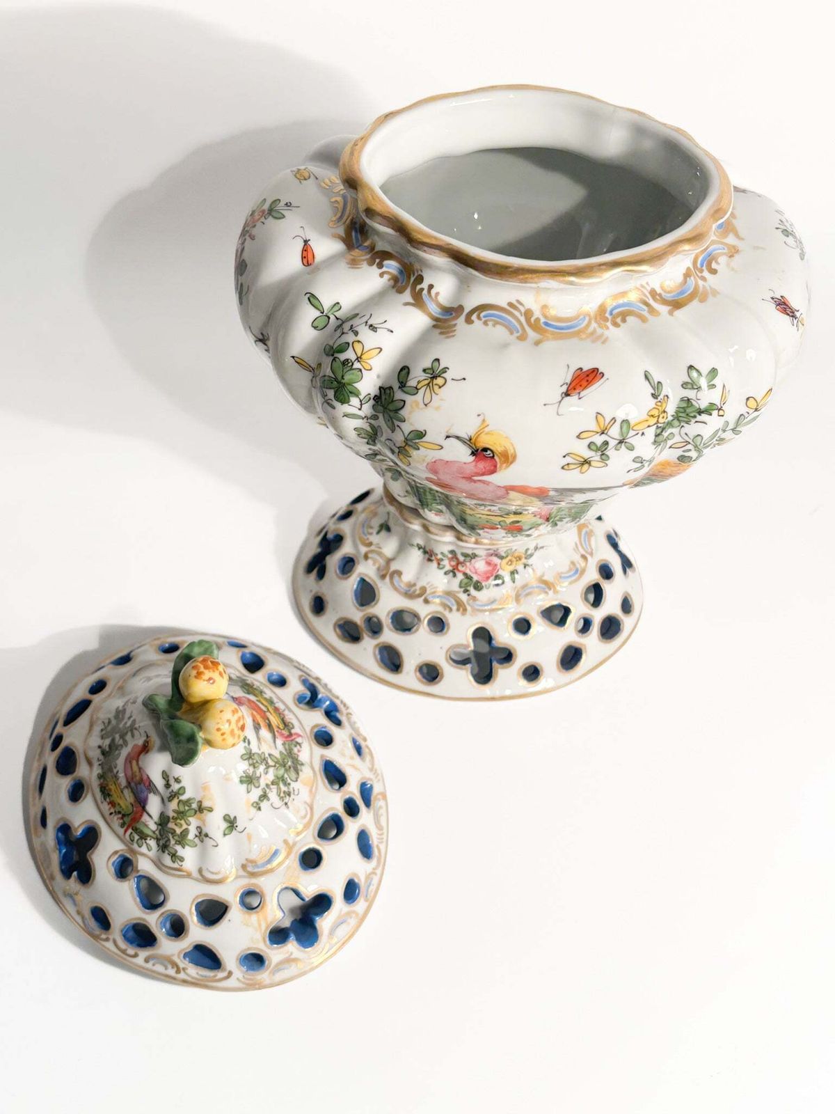 photo buy French Porcelain Perfume Burner Vase Hand Painted 1920s