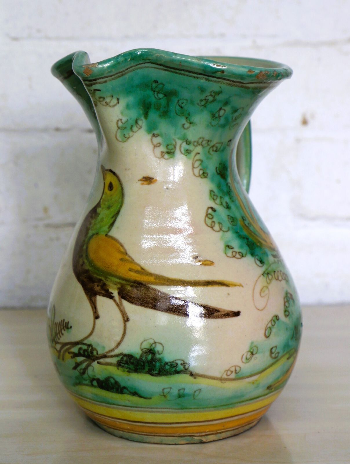Antique Spanish San Jose Pottery Jug Ewer Hand Painted And Beautiful photo for sale