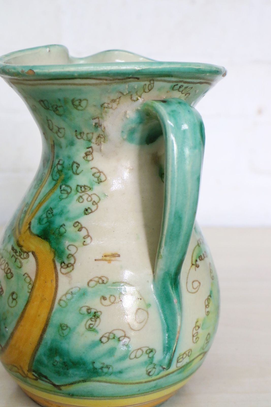 photo for sale Antique Spanish San Jose Pottery Jug Ewer Hand Painted And Beautiful