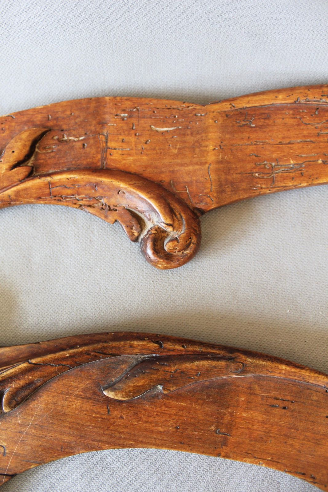 Set Of Two Large Antique French Flemish Ornate Wood Molding, Acanthus Architectural, Furniture, Wall Decor, Hand Carved, Ornamental photo buy