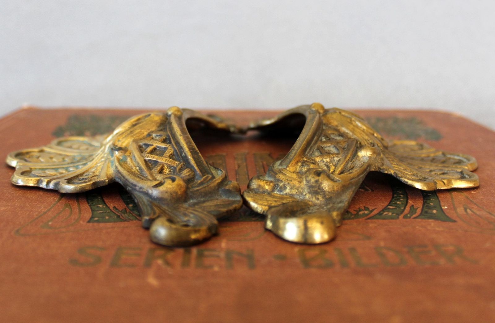 Set Of Two Antique Rococo Regency Cast Bronze Handle, Piano Handle, Carrying Handle, Furniture Handle, Hardware Restoration, Architectural photo vinterior