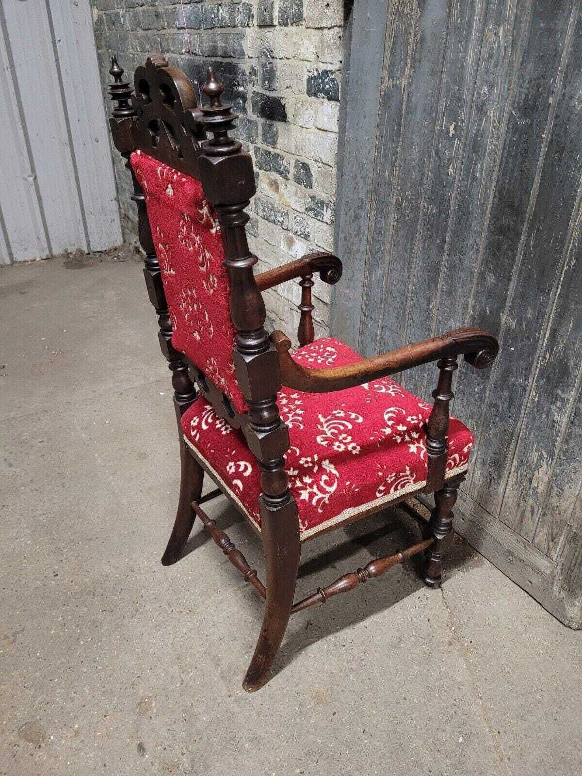 Antique 19th Century Victorian Upholstered Armchair And Footstool photo buy