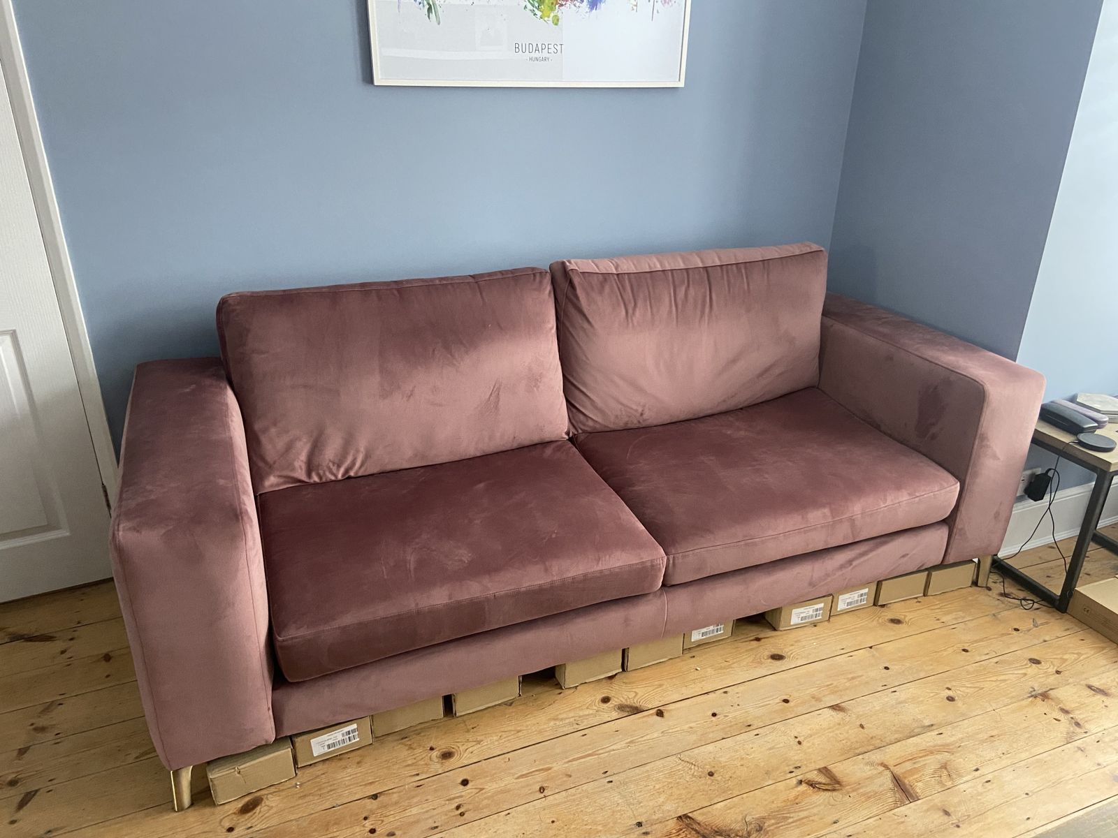 Dfs Mauve Darcy Velvet 4 Seater Sofa photo for sale