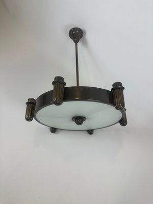 Lighting Arts And Crafts Bronze 6 Arm Chandelier, 1910s photo