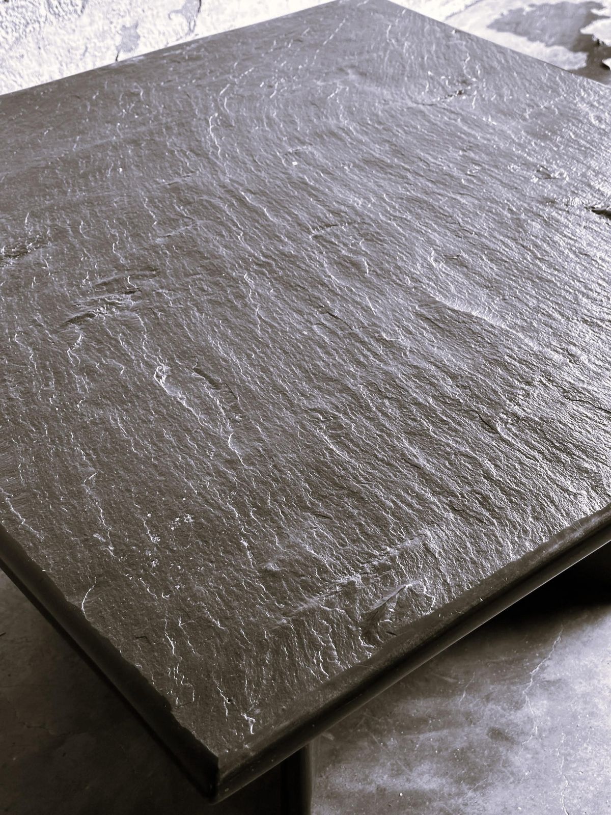 Massive Solid Square Slate Coffee Table, 1970s. France photo furniture