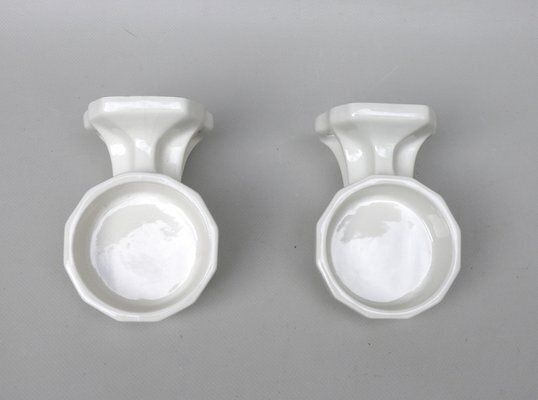 photo vintage Art Deco Odol Toothpaste Cup With Wall Holders In Ceramic & Glass, 1920s, Set Of 4