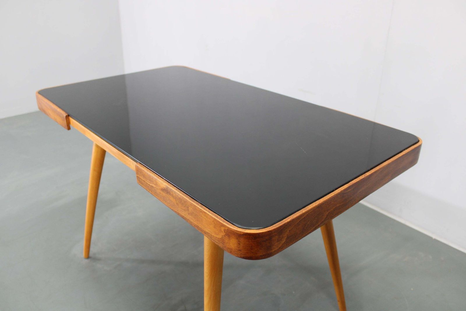 1960s Beech Coffee Table With Opaxy Glass Top, Czechoslovakia photo Furniture