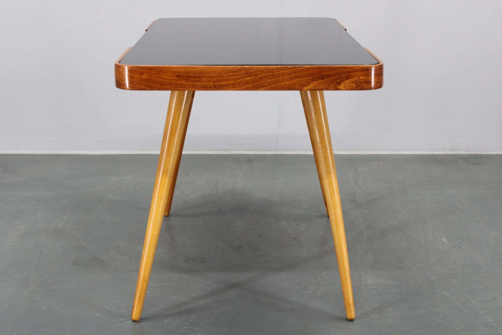 photo buy 1960s Beech Coffee Table With Opaxy Glass Top, Czechoslovakia