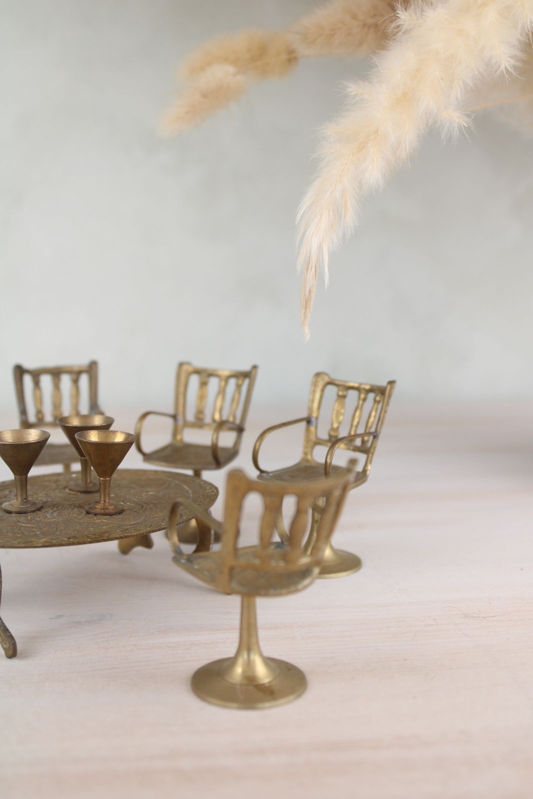 Set Of Miniature Brass Chairs And A Table photo buy