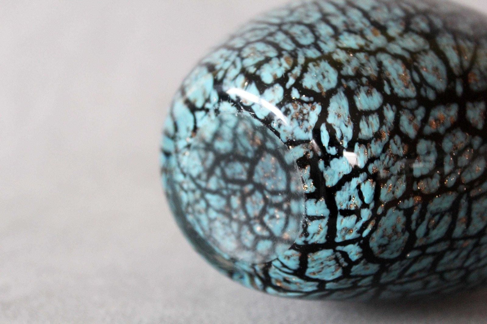 photo for sale Large Vintage Art Glass Fish Shaped Vase, Fish Glass Sculpture, Aventurine Gold Flakes, Dark Blue, Hand Made, Glass Fish, Flattened Shape